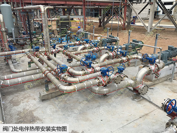 閥門處安裝電伴熱帶實物圖